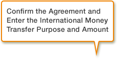 Confirm the Agreement and Enter the International Money Transfer Purpose and Amount