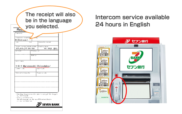 The receipt will also be in the language you selected. Intercom service available 24 hours in English