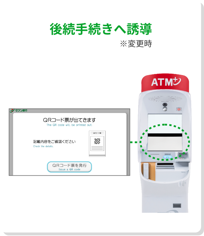 ＡＴＭ窓口（情報変更サービス）等へ誘導※変更時