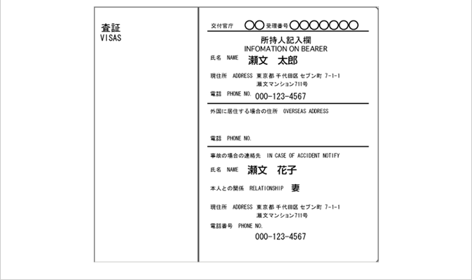 サンプル画面：パスポート