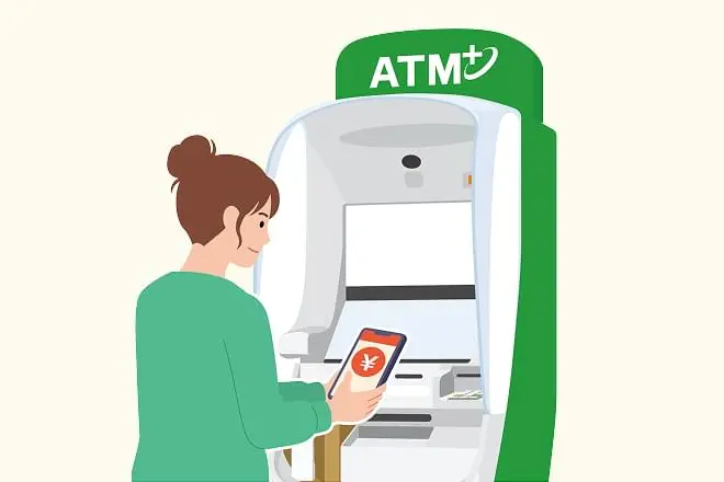 セブン銀行ATMで現金チャージをするイメージ