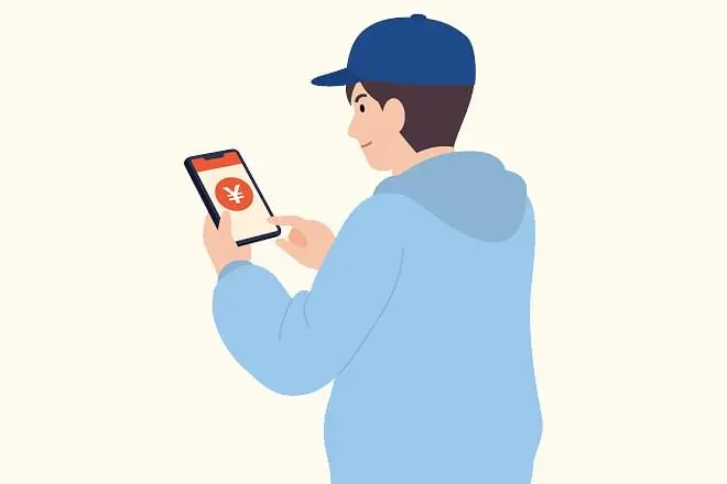 スマホATMで現金を引き出すイメージ