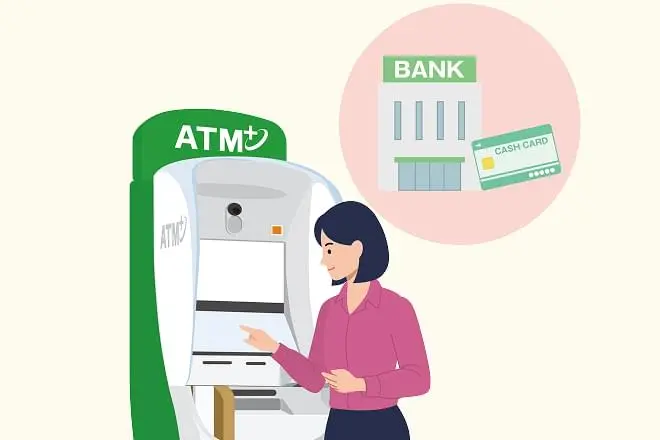 ATMで口座開設を行うイメージ