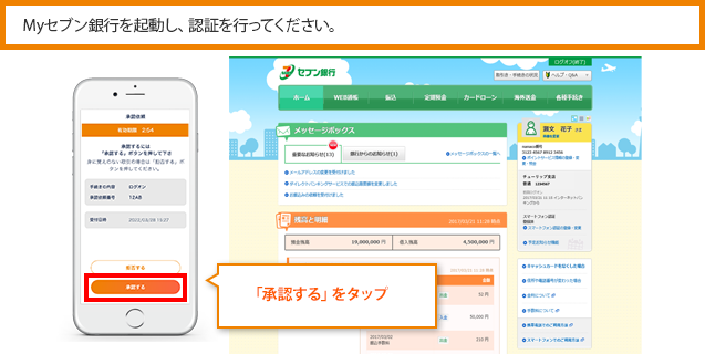 Myセブン銀行を起動し、認証を行ってください。